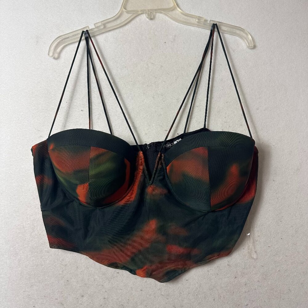 Plus‎ Size 2X Bustier corset Y2K Woodland Fairy Ethereal  Bohemian orange black